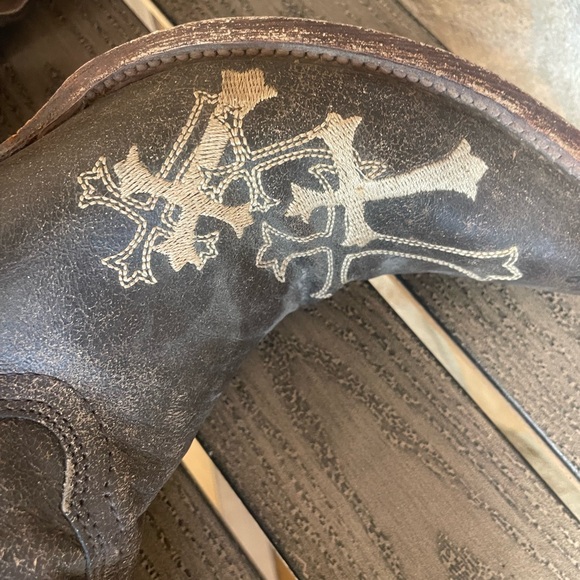 CIRCLE G Brown Leather CROSS Snip Toe COWGIRL Boots 8.5M - Picture 7 of 11